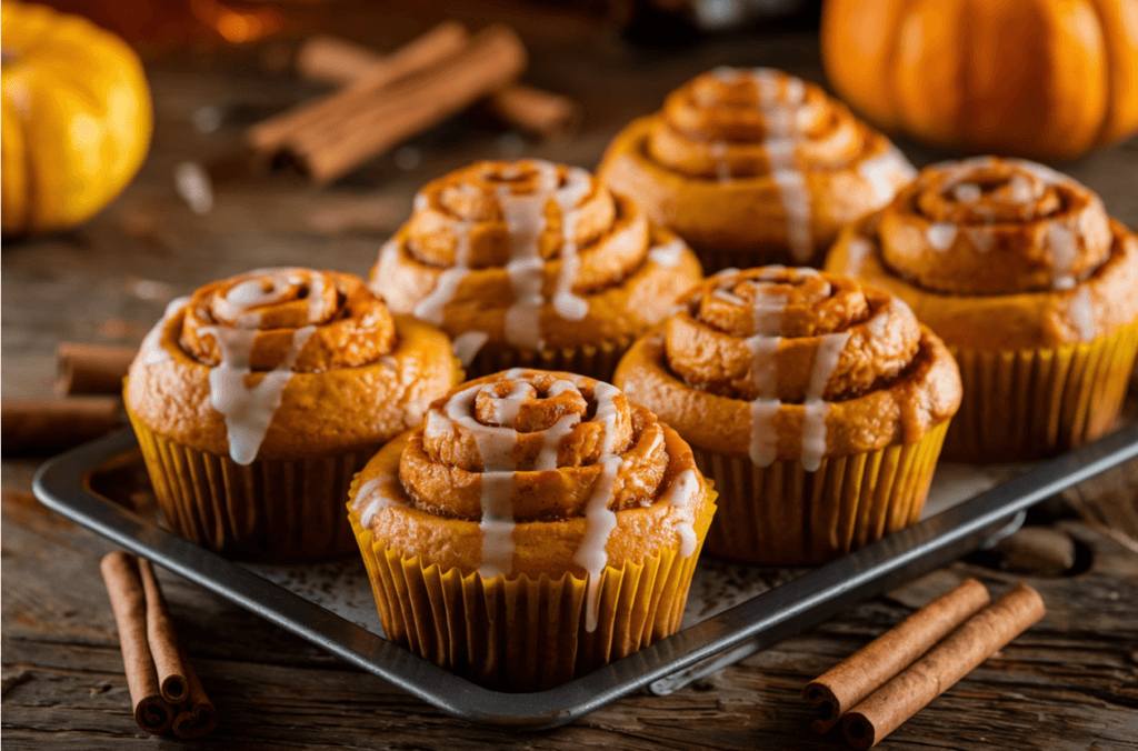 Pumpkin Cinnamon Roll Muffins