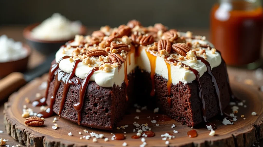 German Chocolate Poke Cake