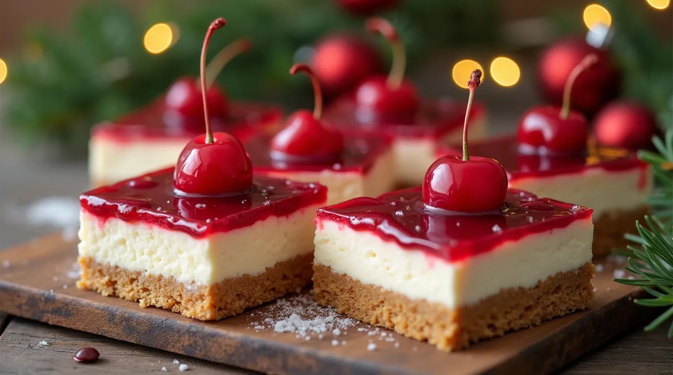 Christmas Cherry Cheesecake Bars