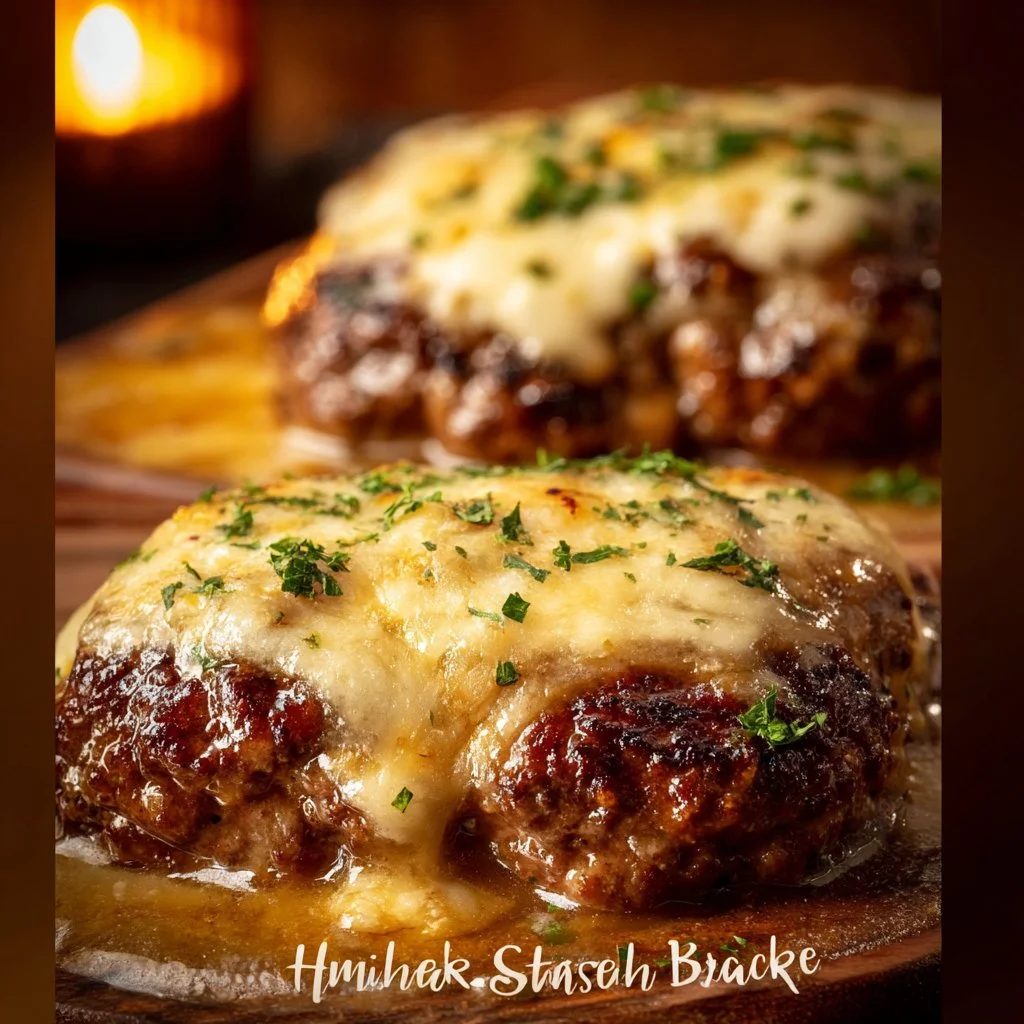 Amish Hamburger Steak Bake served on a plate with sides