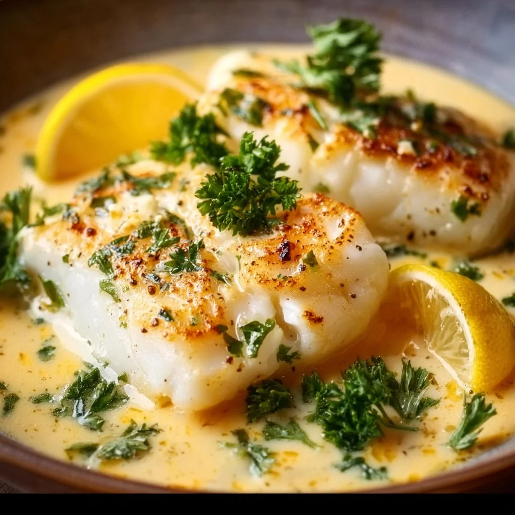 Baked Cod in Coconut Lemon Cream Sauce