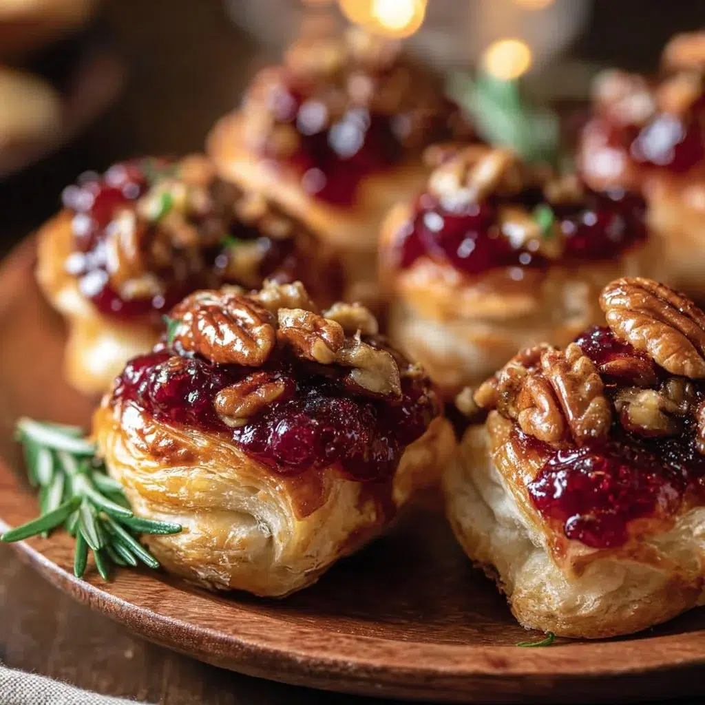 Baked Cranberry Brie Bites 1 Baked cranberry brie bites topped with fresh cranberries and herbs