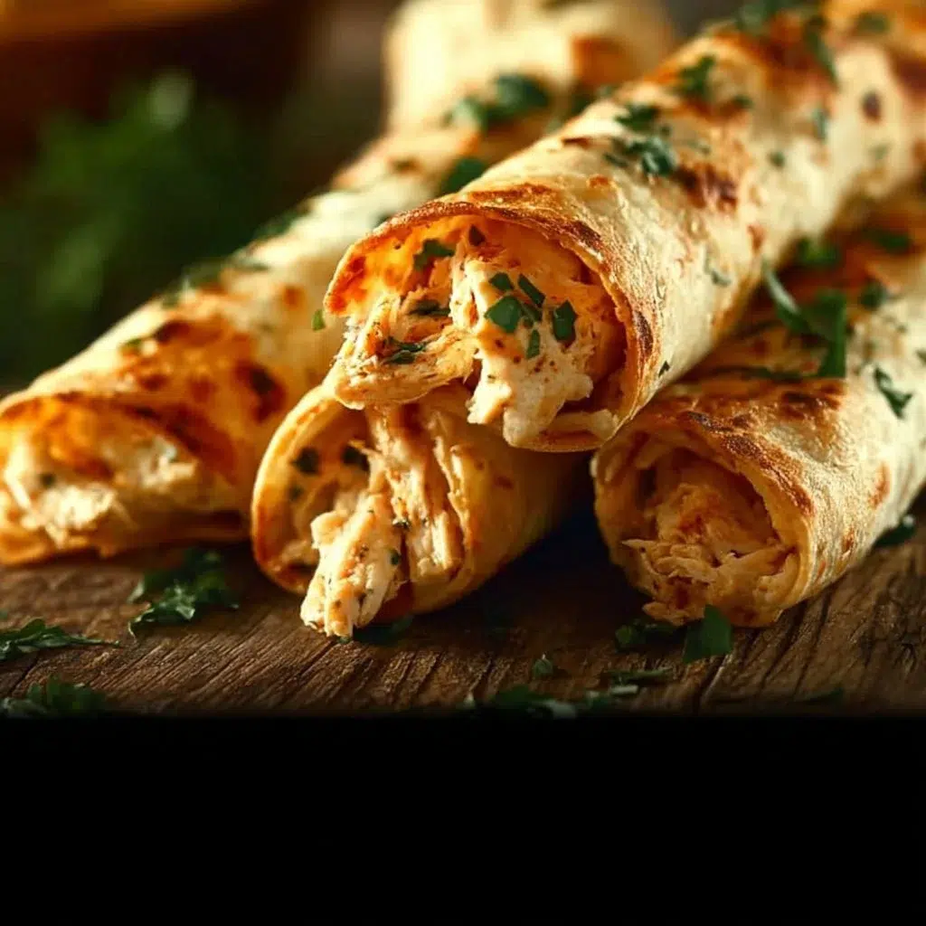 Baked cream cheese chicken taquitos served with dipping sauce