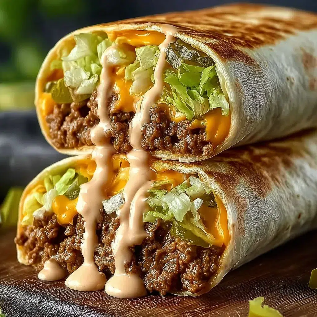 Homemade Big Mac Wraps served on a plate with fresh ingredients