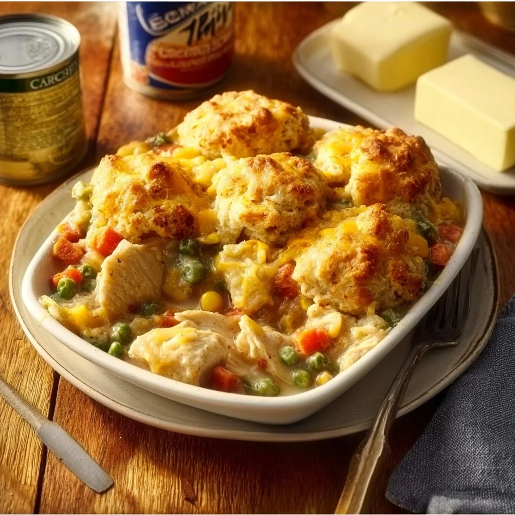 Chicken Casserole 1 Delicious chicken casserole served in a baking dish