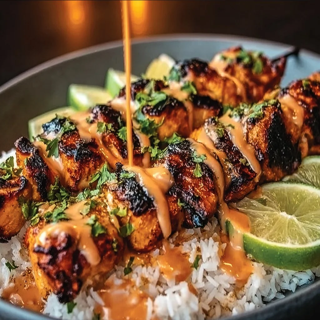 Chicken Quinoa Bowls with Coconut Lime Drizzle 1 Chicken quinoa bowls topped with coconut lime drizzle, served in a colorful bowl