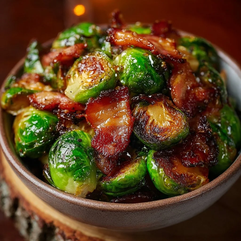 Crispy Brussels Sprouts with Maple Bacon Glaze Delight!