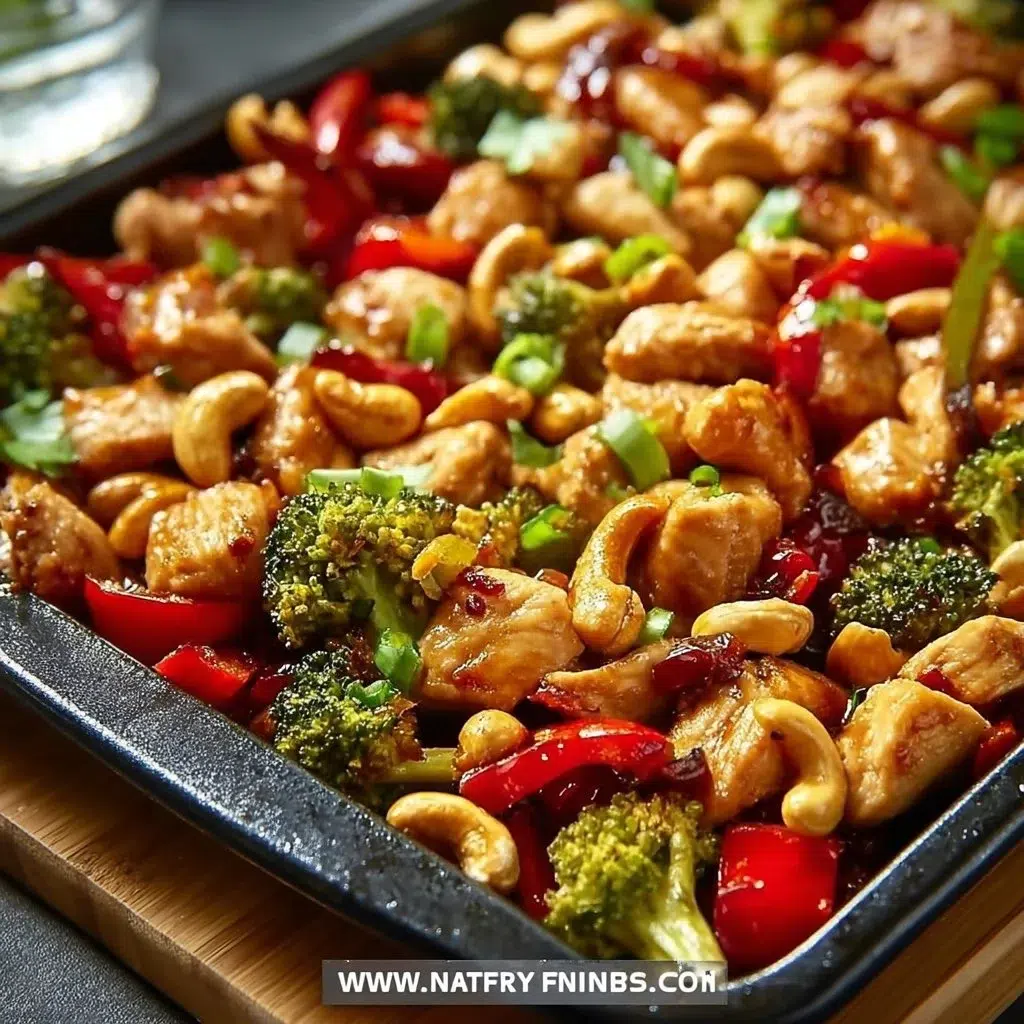Easy sheet pan cashew chicken recipe with vibrant vegetables