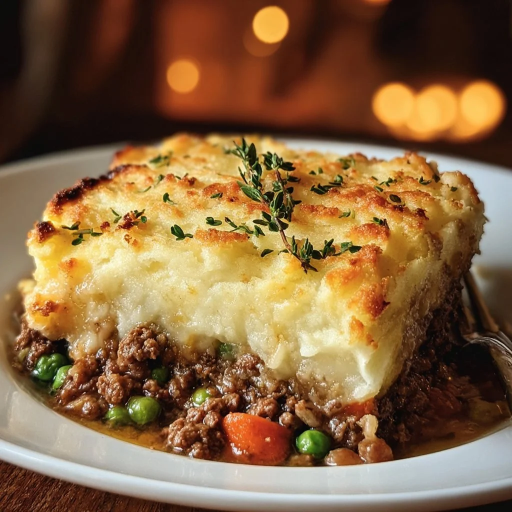 Delicious and easy Shepherd's Pie casserole topped with golden mashed potatoes