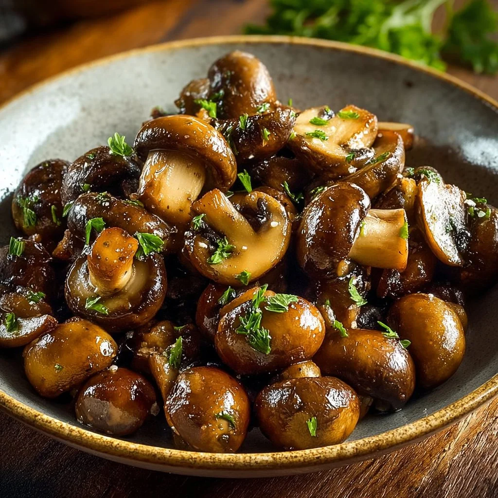 Elevate Your Meal with Flavorful Cowboy Mushrooms Recipe 1 Plate of flavorful cowboy mushrooms recipe served on a wooden table
