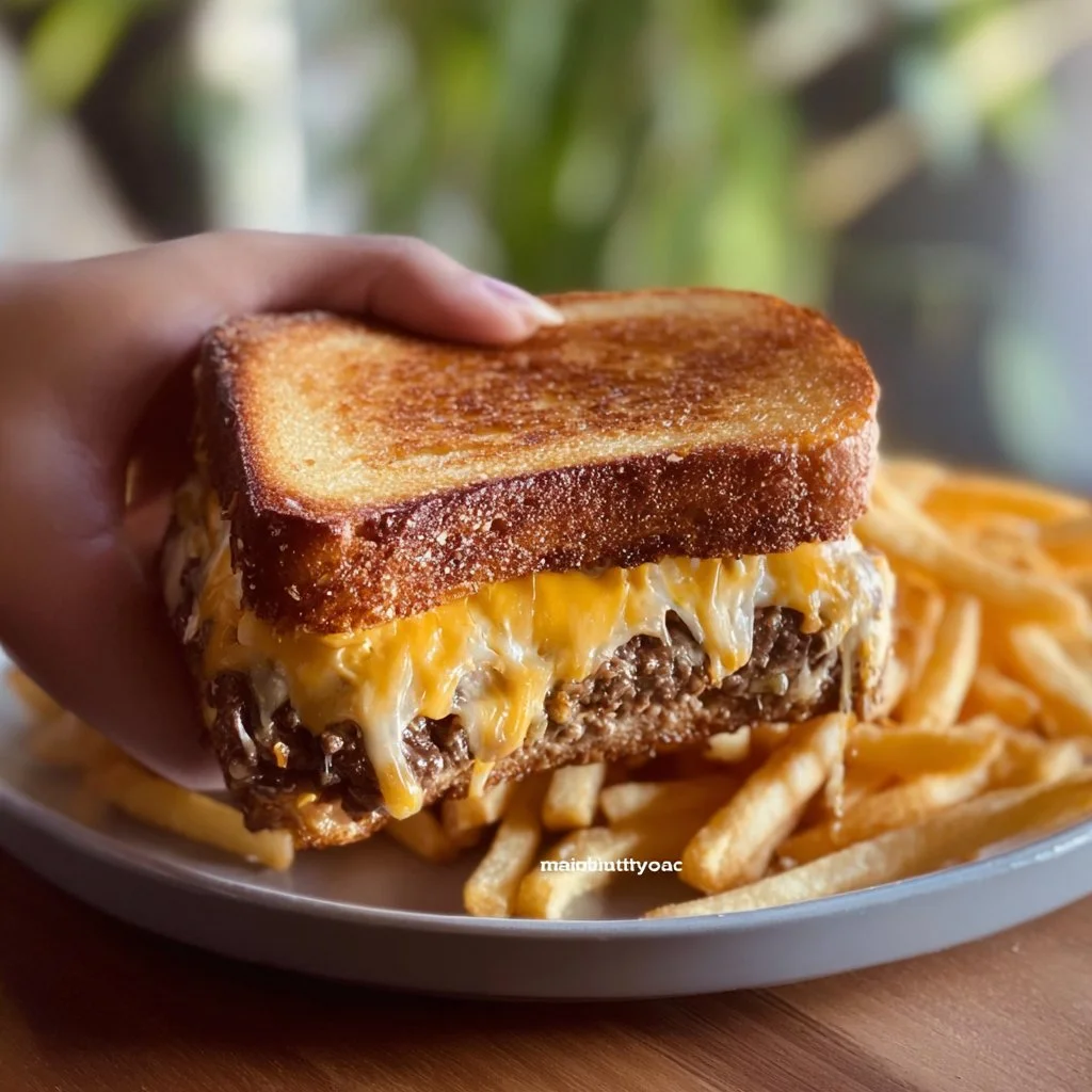 Patty Melt 1 Delicious patty melt sandwich with melted cheese and grilled beef patty.