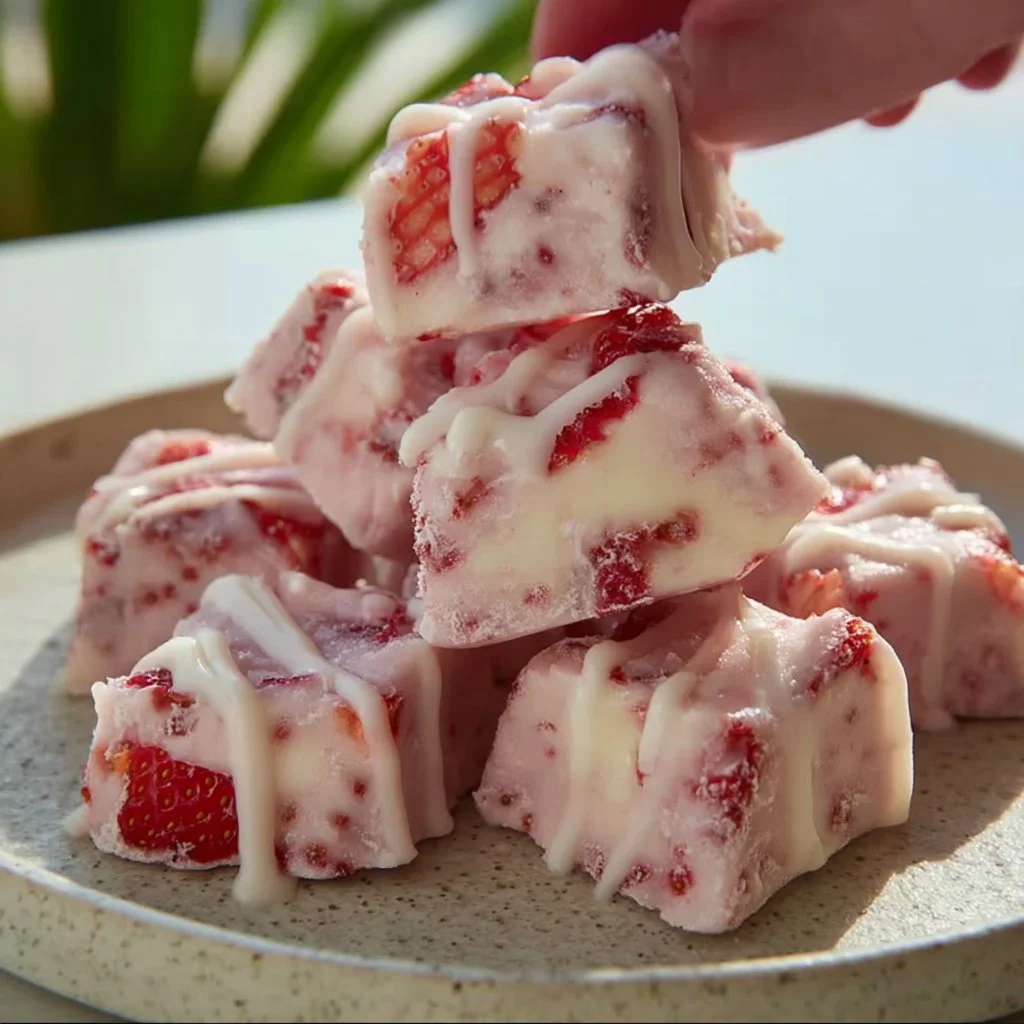 Delicious strawberry yogurt bites perfect for a healthy snack.