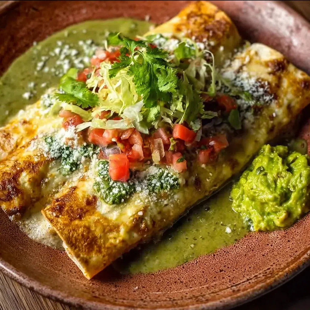 Delicious Swiss Enchiladas served with fresh toppings
