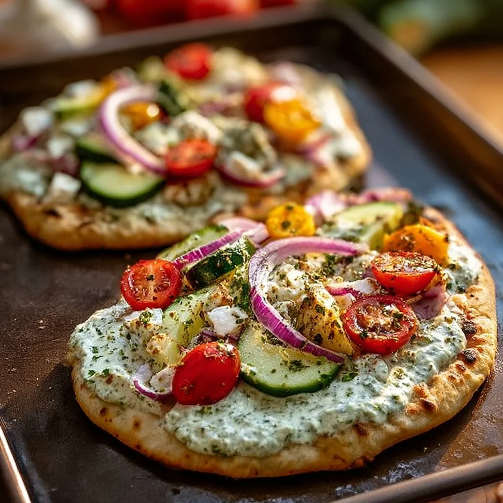Tzatziki Chicken & Veggie Naan Pizza