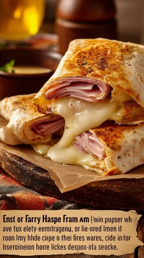 Delicious ham and cheese wraps ready to serve for a tasty meal.