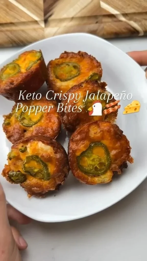 Keto crispy jalapeno popper bites served on a platter