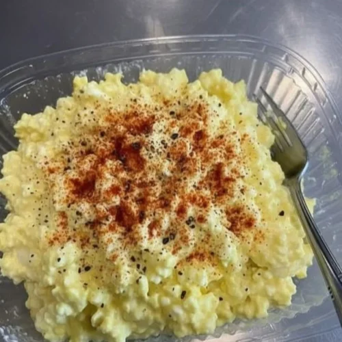 Colorful low carb salad with fresh vegetables and high protein ingredients.