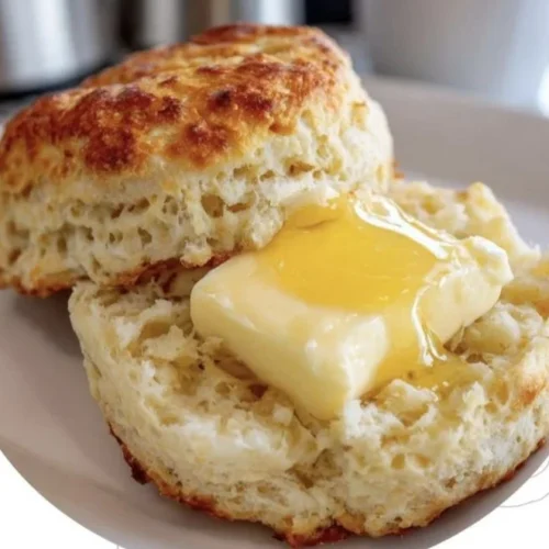 Delicious low carb biscuit served with cottage cheese for a healthy breakfast
