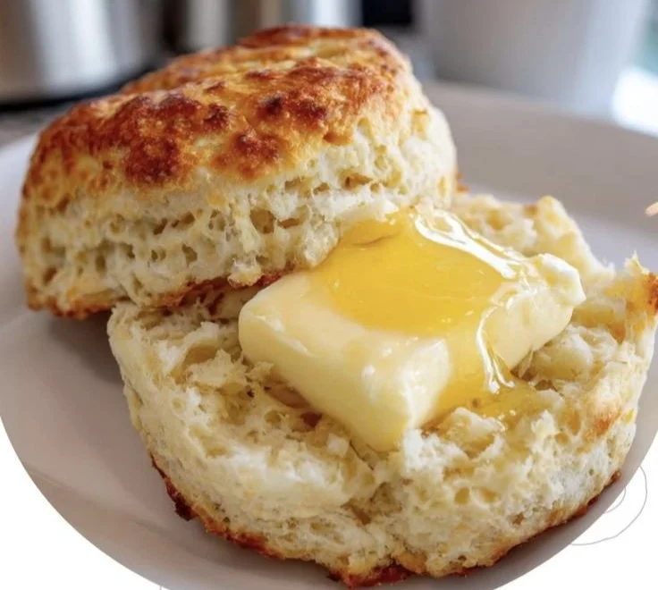 Delicious low carb biscuit served with cottage cheese for a healthy breakfast