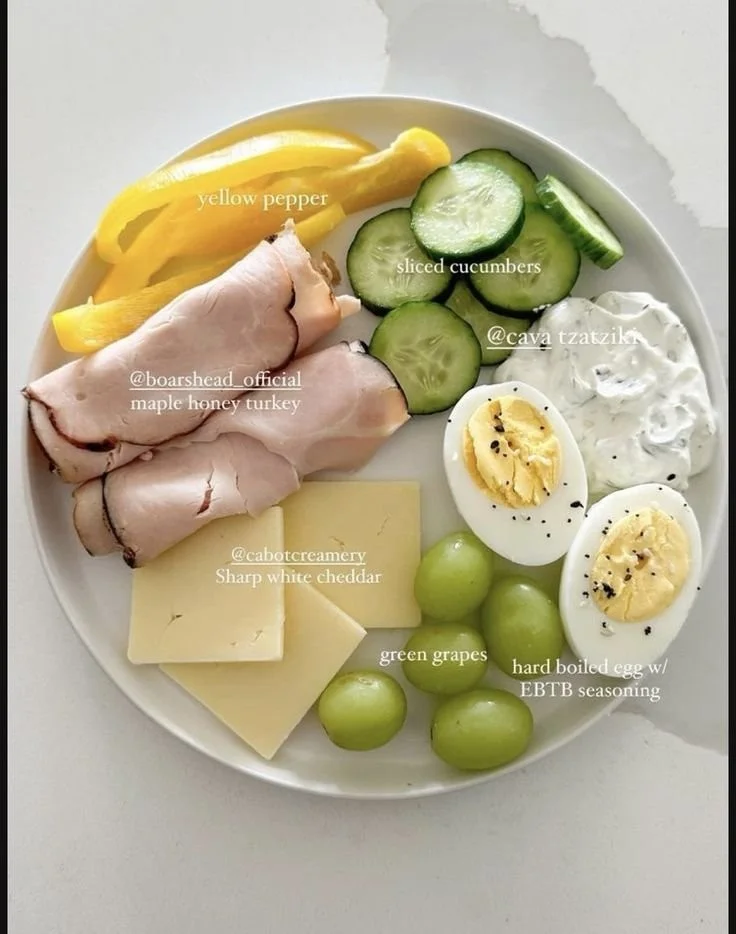 Variety of healthy snacks on a vibrant snack plate
