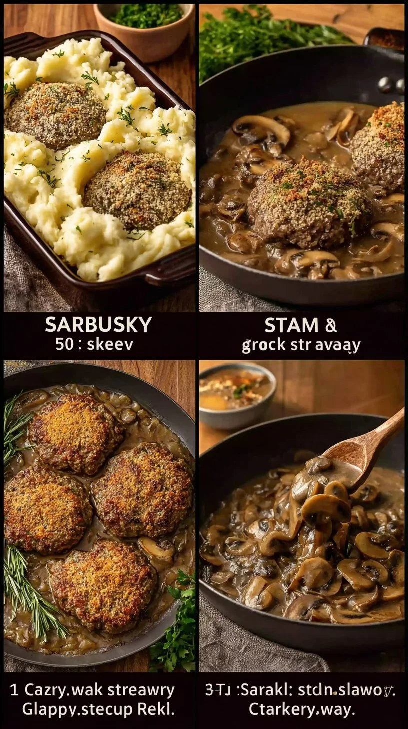 Delicious ground beef recipes including Salisbury steak and crockpot dishes.