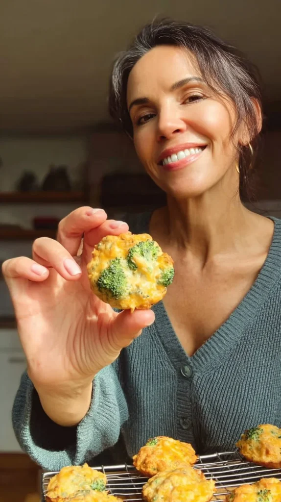 Savory broccoli cheddar egg biscuits on a wooden table, fresh and appetizing