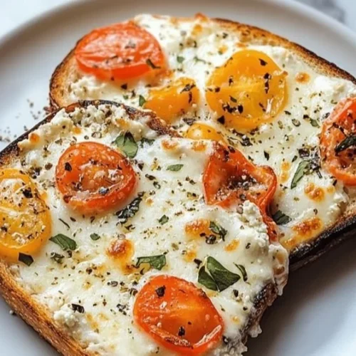 Easy Air Fryer Cottage Cheese Pizza Toast 2 Air fryer cottage cheese pizza toast topped with fresh ingredients