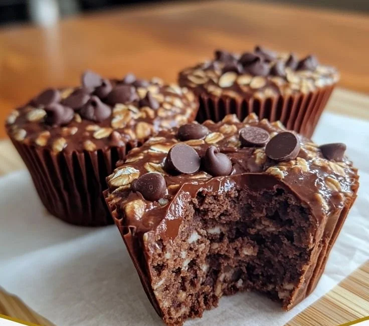 Greek yogurt chocolate oatmeal cups for a healthy snack option