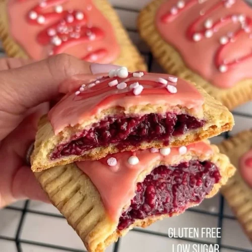 Healthy Protein Pop Tarts 2 Healthy protein pop tarts with icing and sprinkles on a white plate