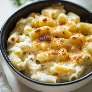 High protein cottage cheese mac and cheese dish with a creamy texture