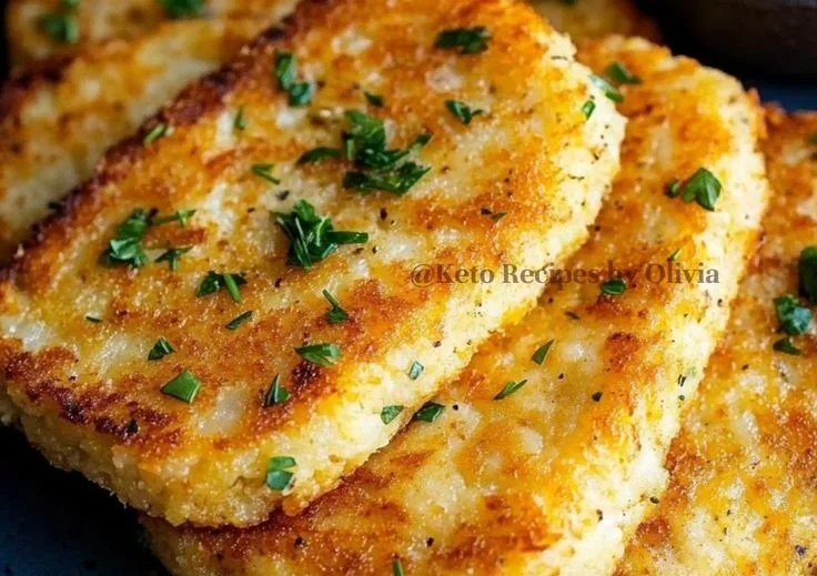 Keto Cauliflower Hash Browns served on a plate with herbs