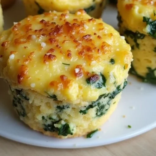 Delicious Spinach and Feta Egg Muffins baked in a muffin tin