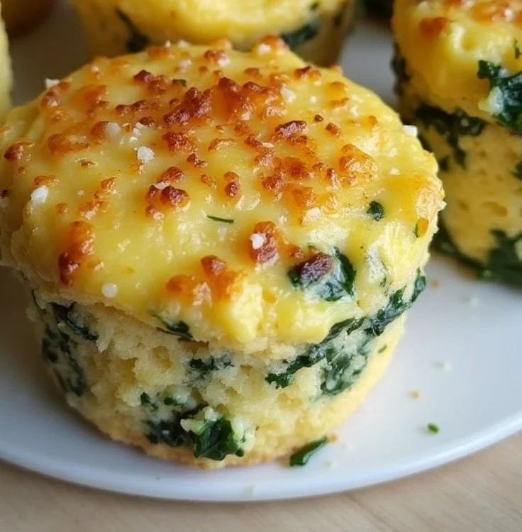 Delicious Spinach and Feta Egg Muffins baked in a muffin tin