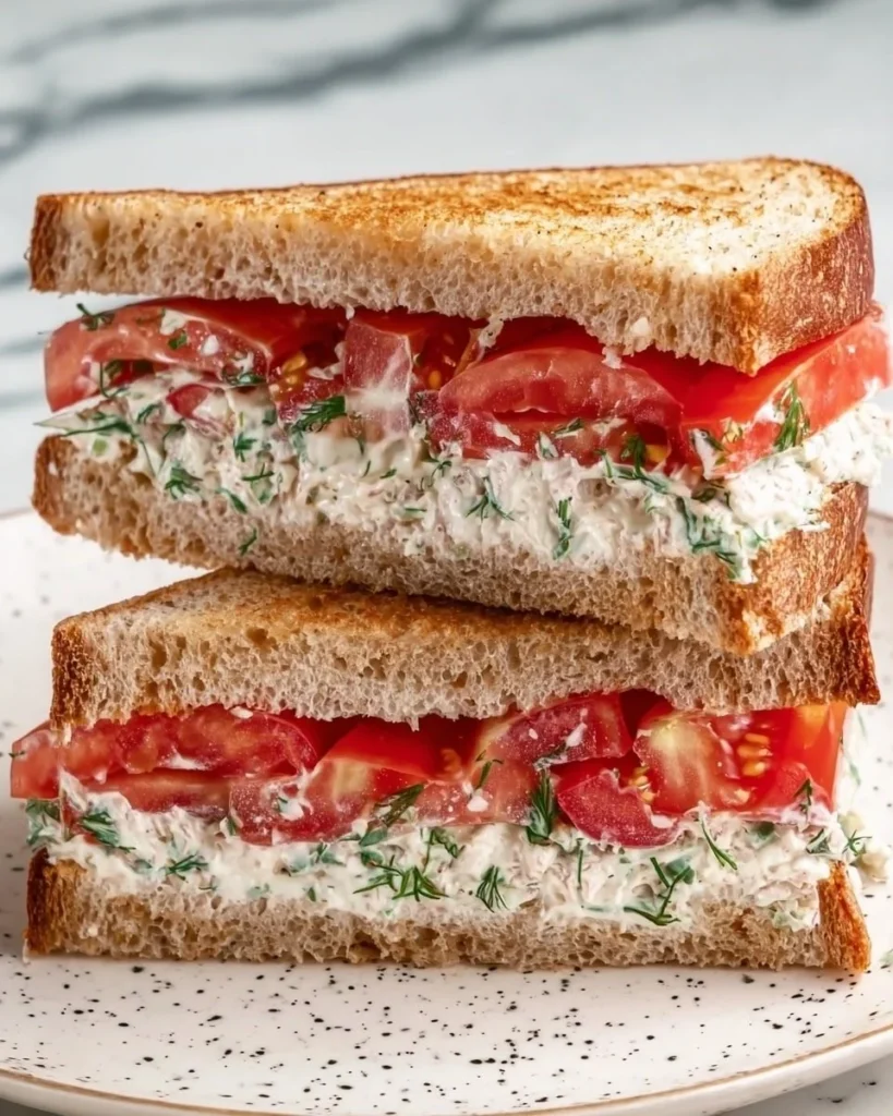 Fresh and delicious tomato sandwich made for summer enjoyment